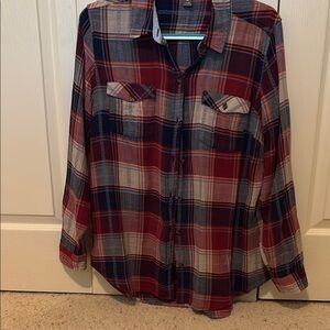 Men's Red and Blue Plaid Shirt